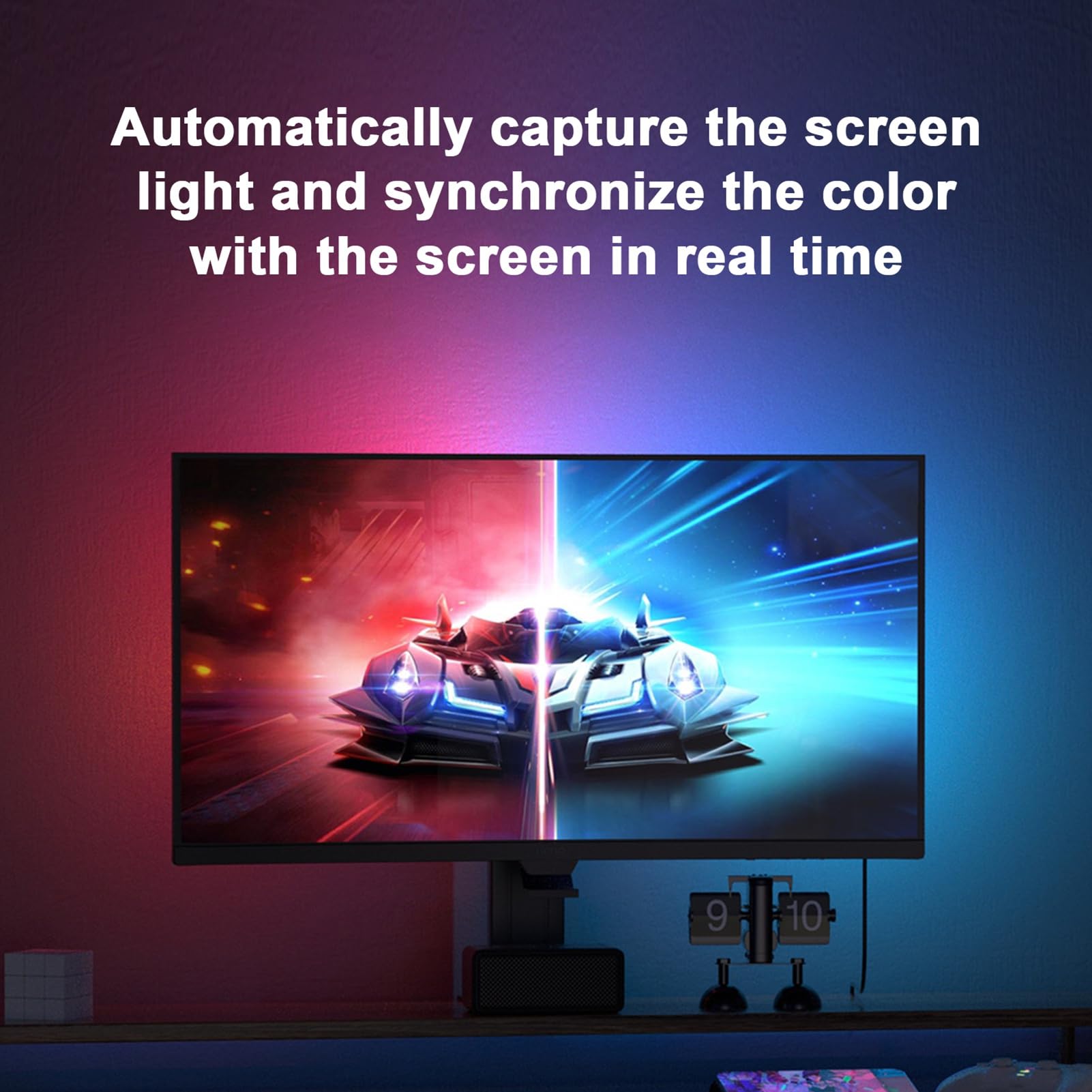 YUYTE RGB Phantom Ambience Wyświetlacz ŚWIATŁO LED ŚWIATŁO MUZYKA RYTM Oprogramowanie do dynamicznej synchronizacji światła (27 cali)