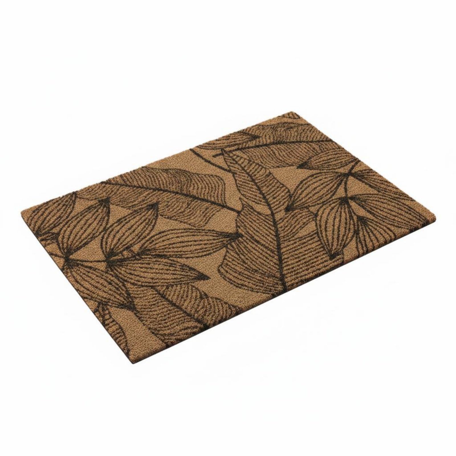 Milageto Paillasson en Fibre de Paillasson Tapis d'Entrée Tapis de Porte Tapis Antidérapant en Fibres Résistantes Gratte Semelles pour Garder Les Sols Propres, Ombre de Feuille sereine, 40 * 60cm