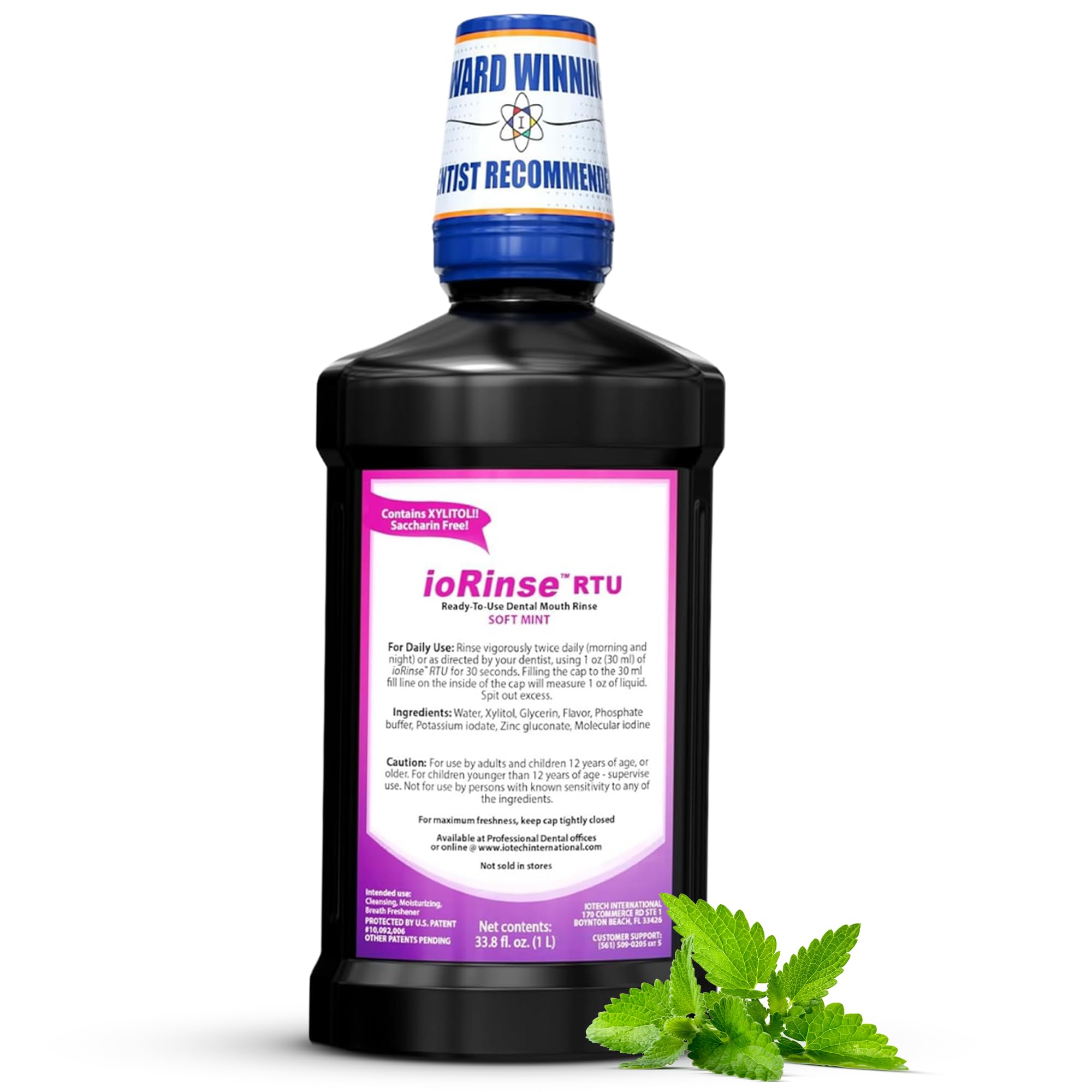 Iotech International ioRinse RTU Ready-to-Use Mouth Rinse – Cinnamon – 1 Liter Bottle Molecular Iodine Mouth Rinse. Alcohol Free and Fluoride Free. Used and Recommended by Hundreds of Dentists.