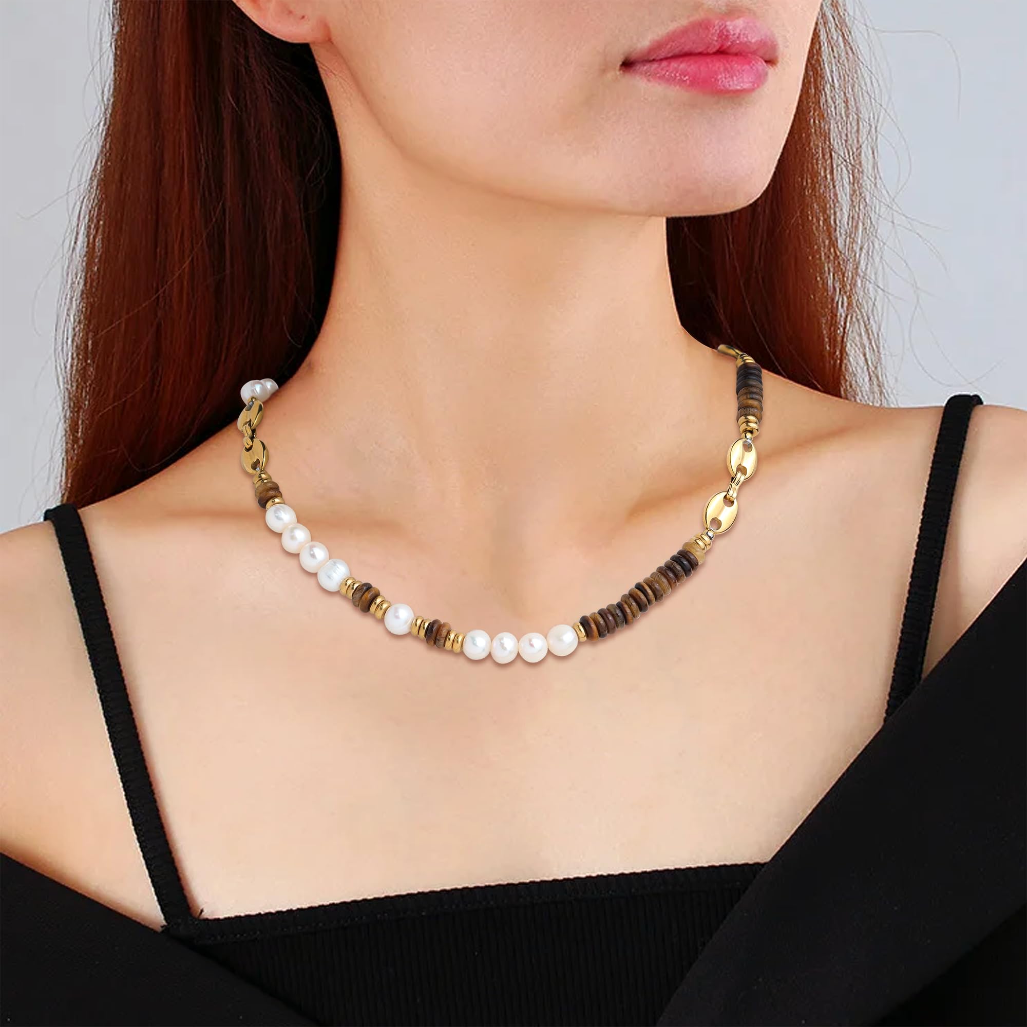 Cuenta de Perla de Piedra Preciosa de Ojo de Tigre para Mujer, Regalo de joyería de Fiesta de declaración Boho