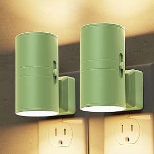 L LOHAS LED Night Light, Modern Night Lights Plug into Wall, 2 Pack Dusk to Dawn Sensor Nightlights, 3000K 0-100LM Adjustable Brightness, Dimmable Night Lights for Hallway Bedroom Stairway