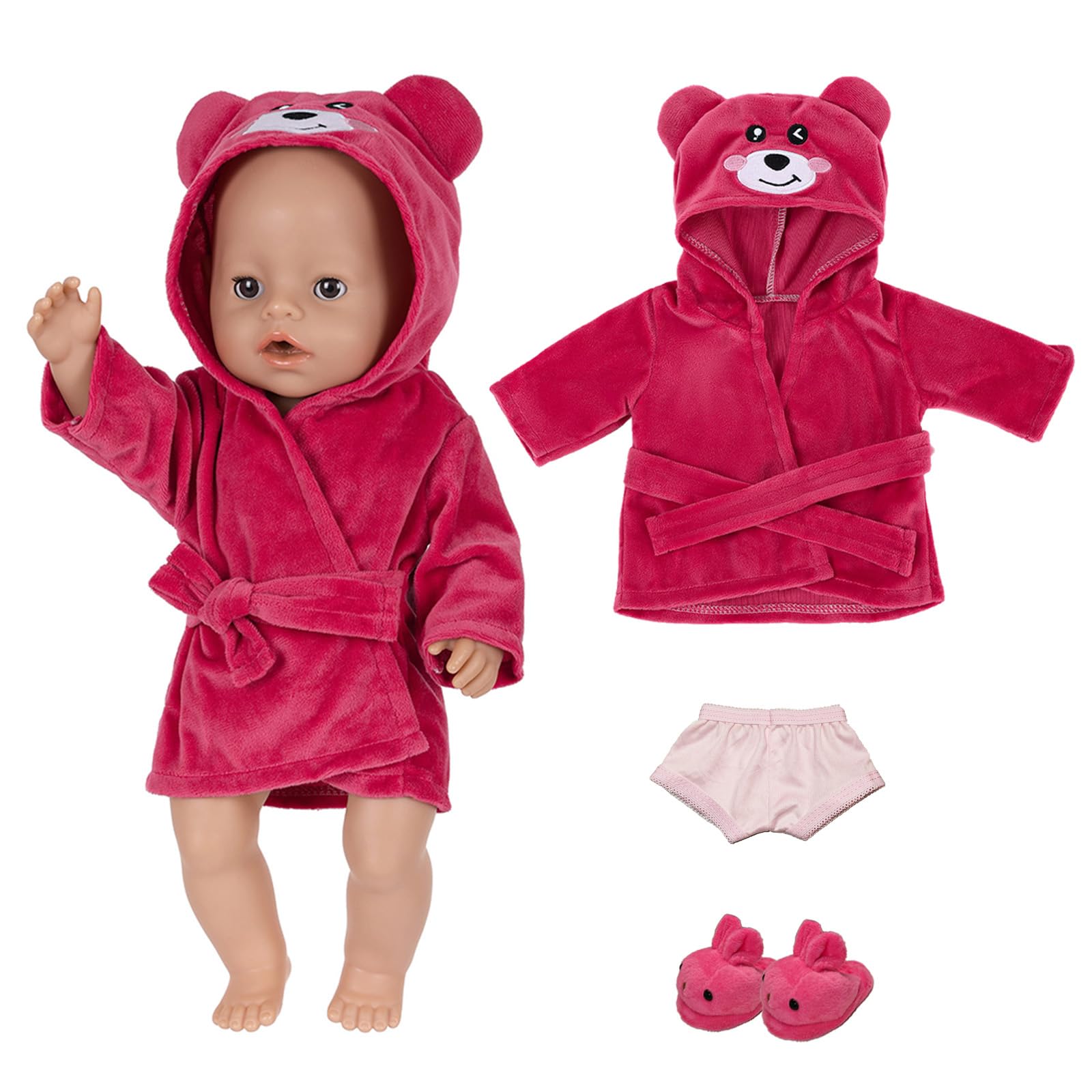 30-45cm Newborn Baby Doll Clothes, Pink Cear Dolls Clothes with Pyjamas Underwear and Dhoes for 14-18 inch Baby Dolls Baby Doll Accessories for Kids Birthday Gift
