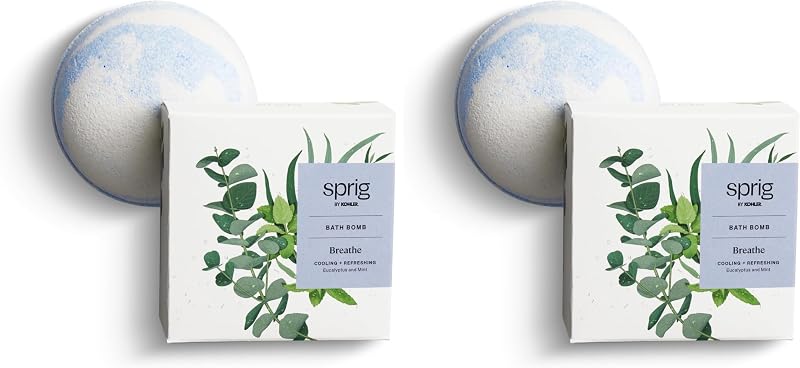 Bomba de banho Sprig by Kohler Eucalipto + Hortelã Breathe com manteiga de karité, óleo de coco e argila caulim, pacote com 2