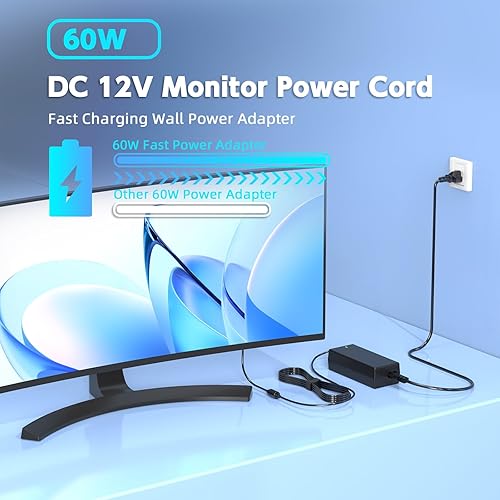 Miniatura 5 de Adaptador de CA de 12 V compatible con pantalla Dell de 22 pulgadas, 23 pulgadas, 24 pulgadas, S2240M, S2240MC, S2240L, S2240T, S2340L, S2440L,