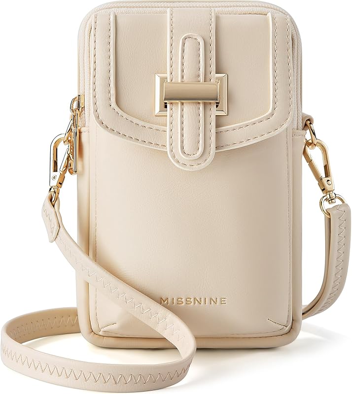 Missnine Small Crossbody Bags for Women Vegan Leather Cell Phone Purses Trendy RFID Wallet Purses with Adjustable Strap