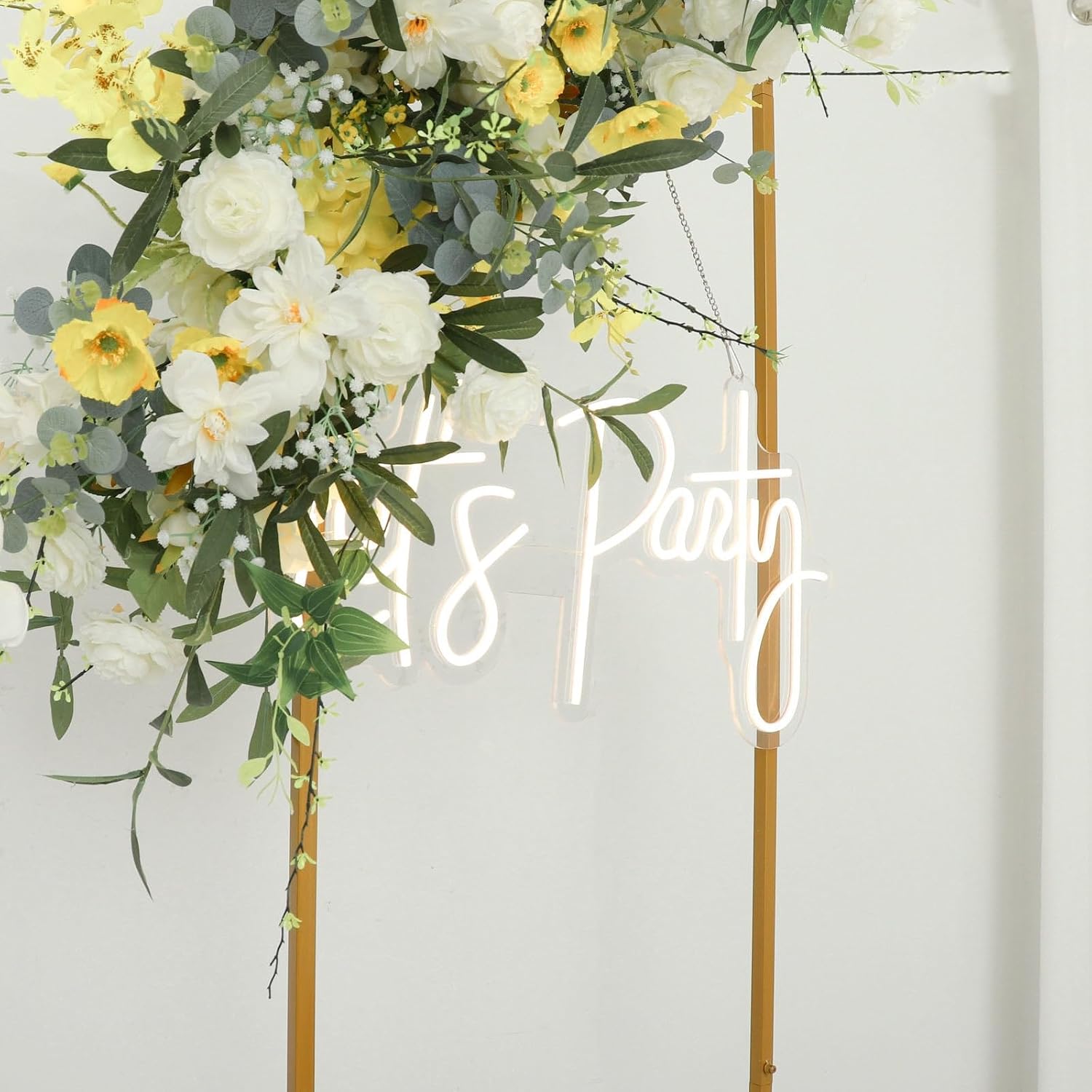Efavormart Gold Metal 6.5ft Wedding Flower Stand, Tall Rectangular Backdrop Frame with Sturdy Base, Floor Standing Vase Column for Grand Altar & Ceremony Decor (6.5ft Tall)