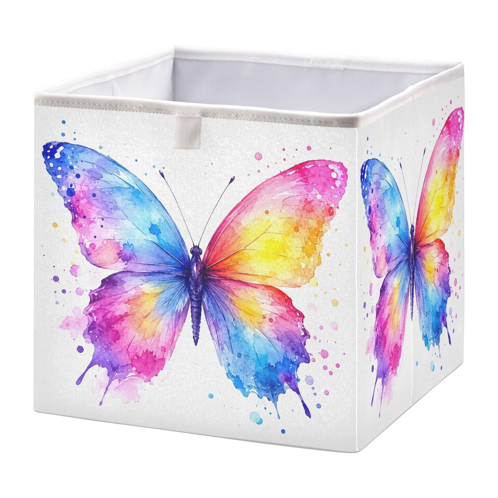 Ewusp Butterfly Cube Storage Boxes 28x28 cm Foldable Closet Organiser Bin Holiday Basket Baby Basket for Nursery Bedroom Office