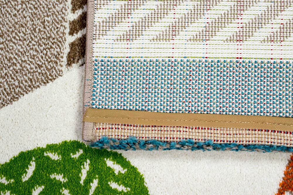 Teppich-Traum Alfombra Infantil de Juego con Tipi India León Cebra Cactus Beis Azul Crema marrón - Muy Resistente & fácil de Limpiar Größe 120x170 cm