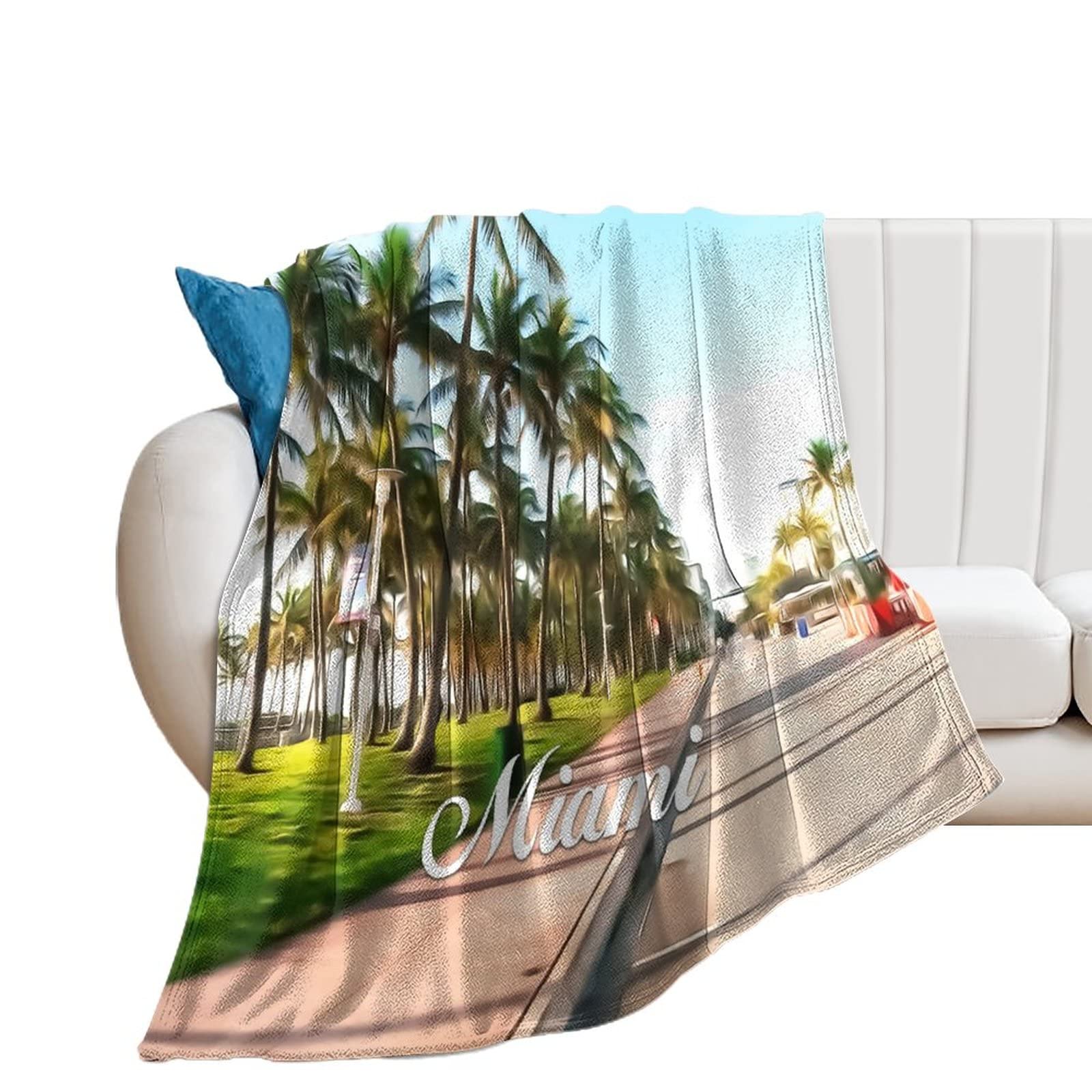 Couverture polaire en flanelle 178x203cm Miami Covers plaid canapé paysage urbain