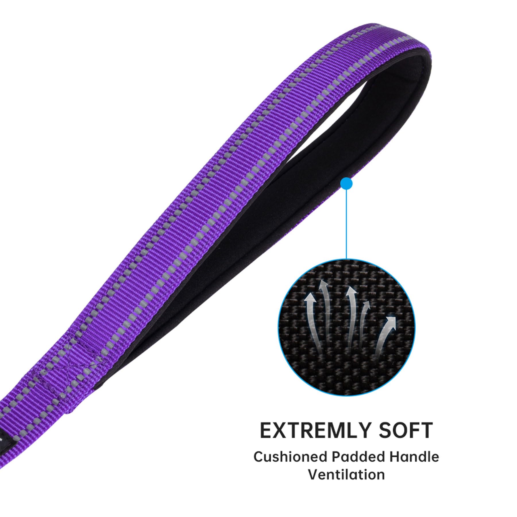 EXCELLENT ELITE SPANKER Laisse double réfléchissante pour chien - 1,5 m - Avec poignée rembourrée - Pour promener deux chiens - Violet