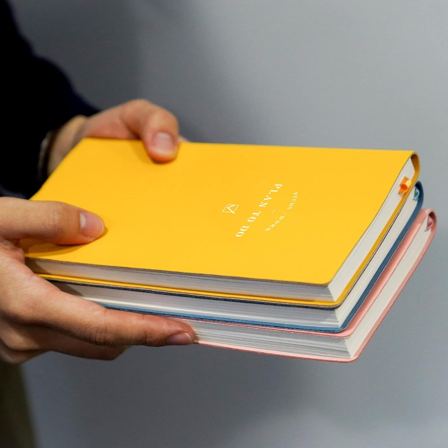 CAGIE To Do List Notebook 192 Pages Soft Leather Pocket To Do List Notepad Checklist for Daily Plans School Supplies for High School Students College Schedule Notebook, 3.8" x 7.0", Macaron Yellow