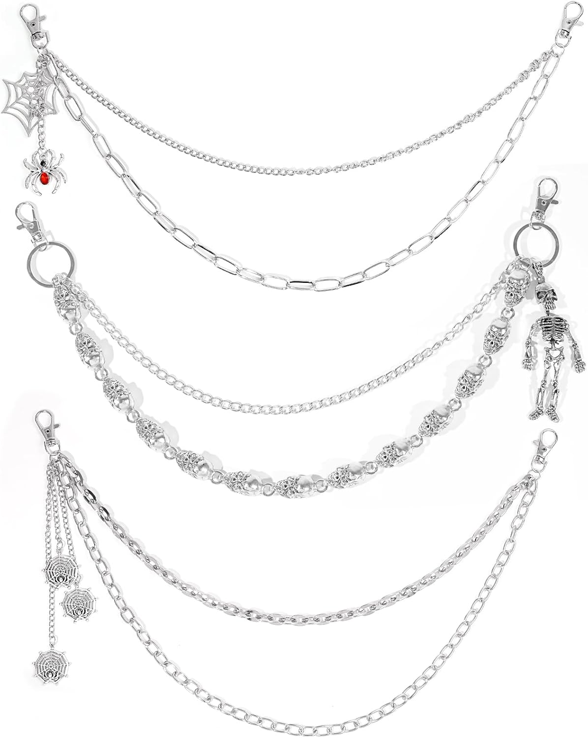 Punk Pants Chain Goth Skull Wallet Chain Biker Jean Pocket Y2K Chain Unisex Pant Trouser Skull Chain for Men Women Accessories Birthday