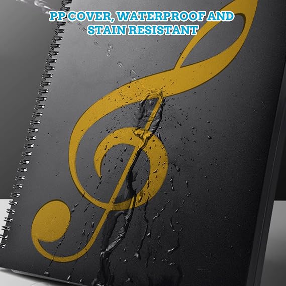A4 Sheet Music Folder Choir Folders 40 Pockets Waterproof Musical Scoresheet Music Sheet Holder Allow Annotations Spiral-Bound 4-Page Continuous Display Music Folder for Musicians Band Painting