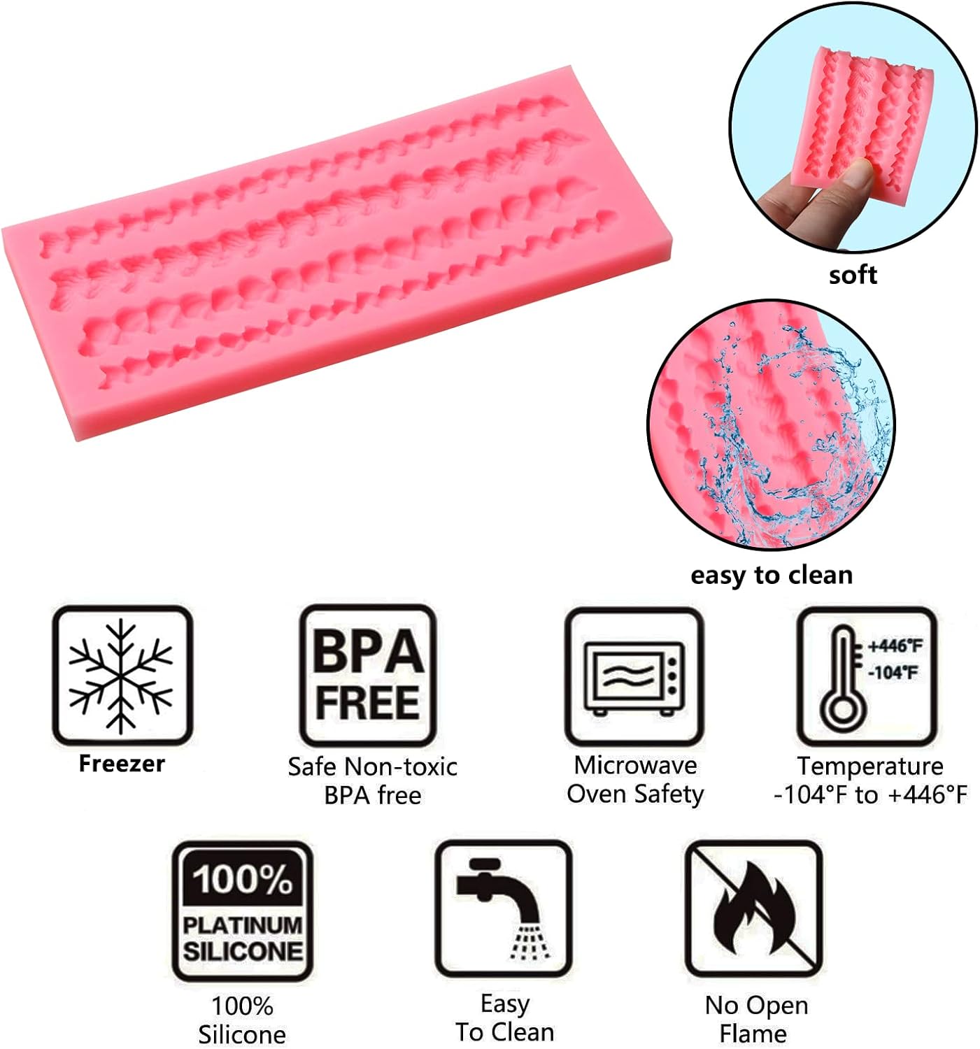 Knitting Silicone Mold, 3 Packs Weave Knit Patterns Rope Fondant Mold for Chocolate Sugarcraft Knitter Wedding Cake Decoration, Polymer Clay Birthday Cupcake Toppers Gumpast