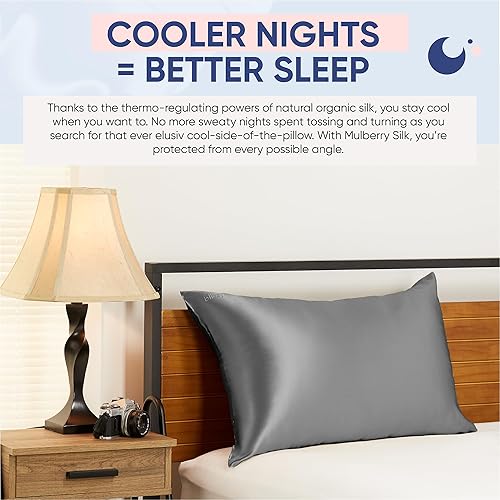Miniatura 7 de Blissy Funda de almohada de seda - 100% seda de morera pura - 22 Momme 6A fibras de alta calidad - Funda de almohada de satén para cabello y piel -