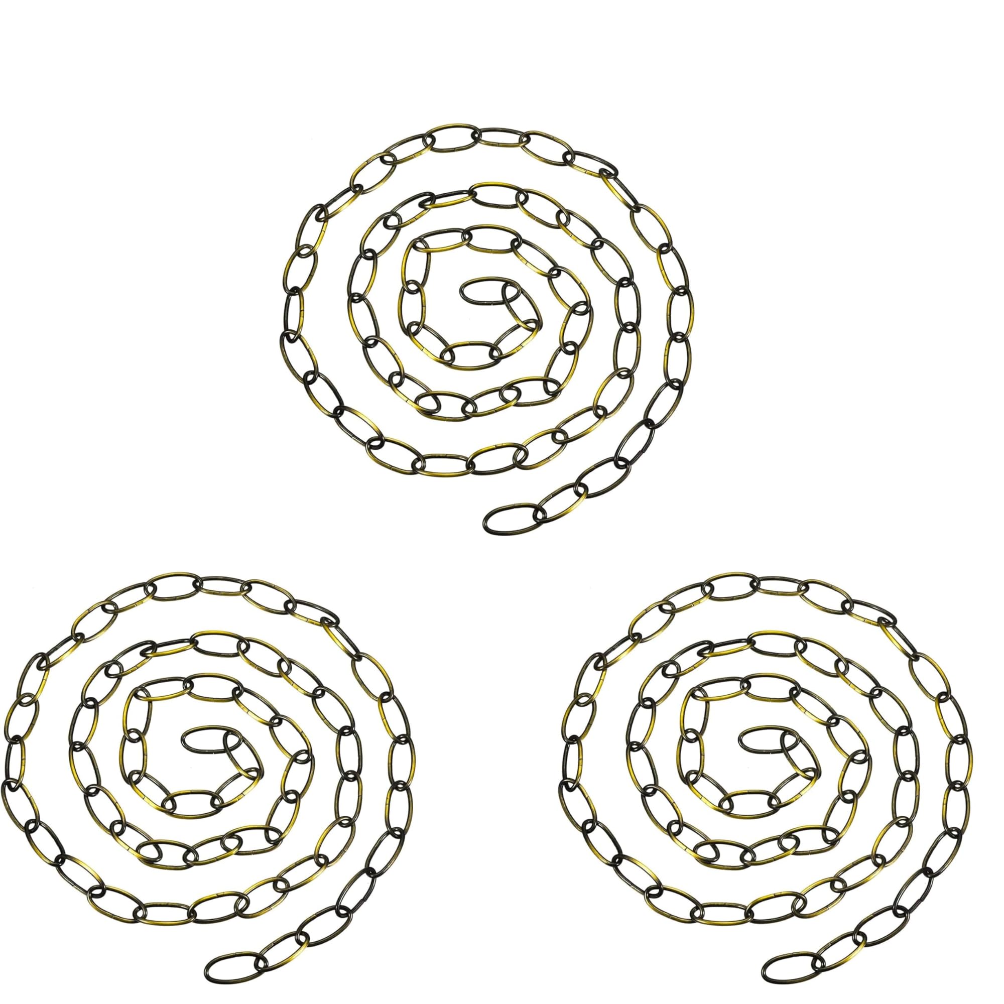 LEDSONE Vintage Style Metal Chain – 100cm Iron Thread with Not Carabiners for 32mm x 17mm Pendant Hanging Chains, Safety Barriers, and Outdoor, Indoor & Garden Décor (3, Yellow Brass)