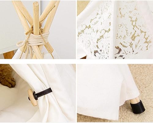 Miniatura 6 de WKshuFT Tipi para mascotas, cama grande con cojín grueso, 2327 pulgadas de alto, tienda de campaña portátil lavable para perros, cachorros, gatos y