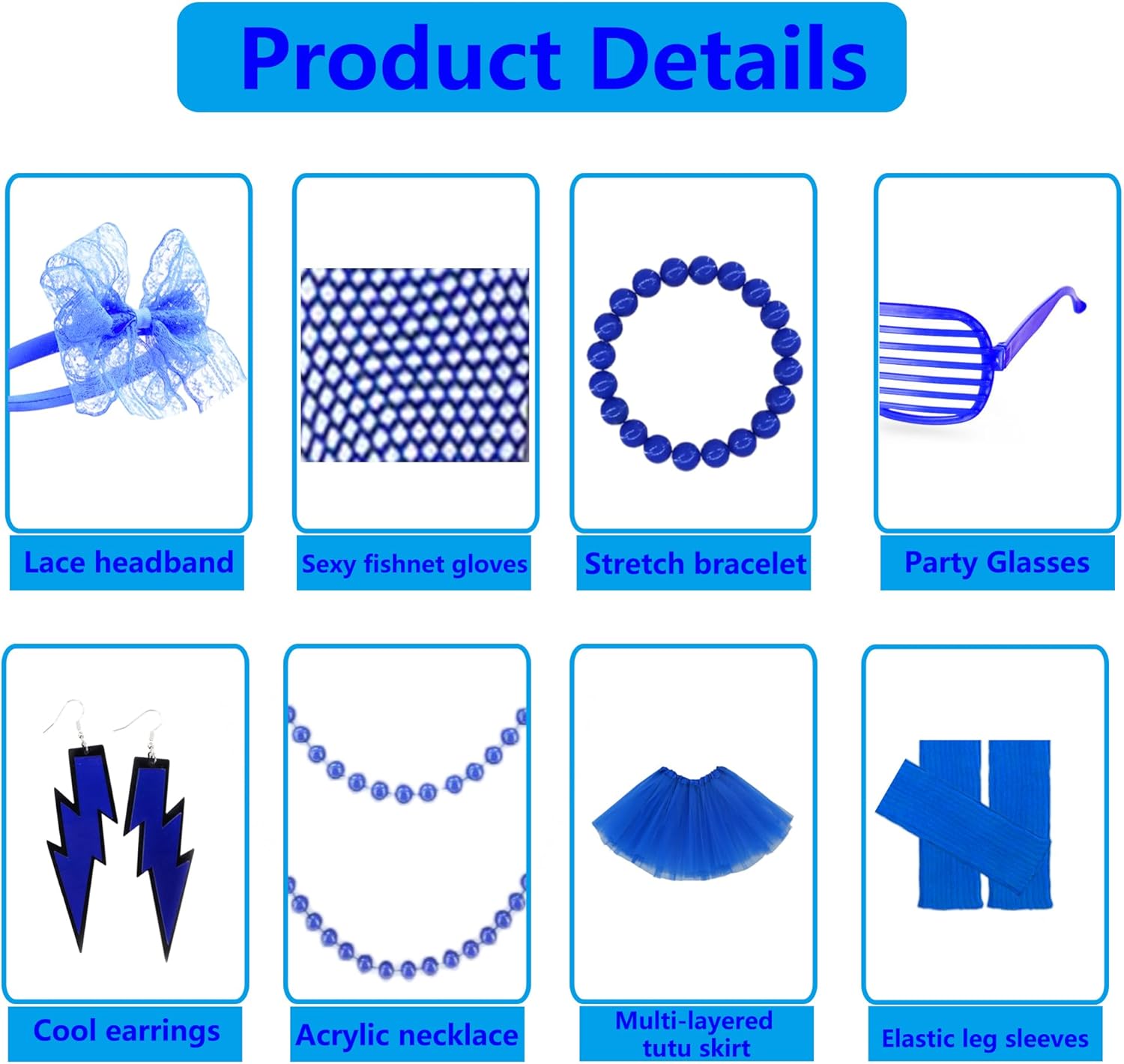 YMO 80s accessories for women, 1980s Neon Accessories Retro Prom Themed Party Outfit Sets Halloween Costume for Women