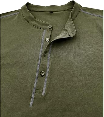 Henley Shirts for Men Long Sleeve Basic Pullover Tops Classic Cotton Button Crewneck T Shirt Casual Lightweight Shirt