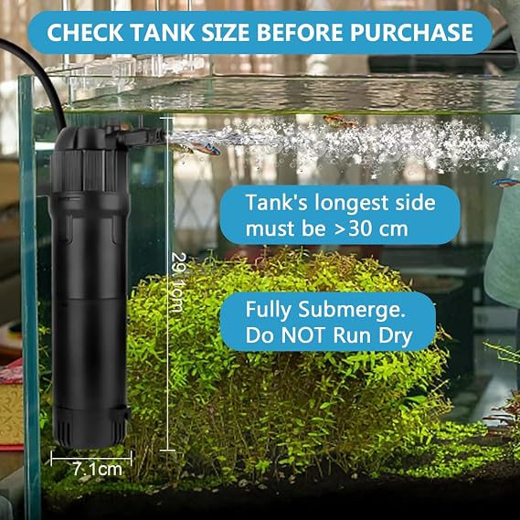 Internal Fish Tank Filter,Aquarium Filter with UV Steriliser Turns Green Water to Clear,Multi-mode(Aeration/Rainfall,etc) Filter Pump for 80-200L Aquariums,Flow Rate and Direction Adjustable