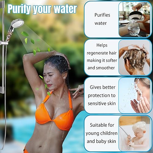 Miniatura 5 de Repuestos de cuentas para cabezal de ducha de 7.05 oz, repuesto mineral, cuentas iónicas, filtro para cabezal de ducha filtrado (naranja, gris,