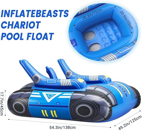Miniatura 7 de Chariot Flotador inflable grande para piscina para adultos con pistolas de agua de acero inoxidable, flotadores de natación con cañón de agua para