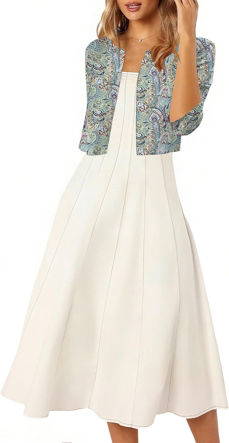 CRAZY GRID Women's Summer Lightweight Cardigan 3/4 Sleeve Shrugs Knit Bolero Open Front Cropped Cardigan for Women S-XXL - Image 4