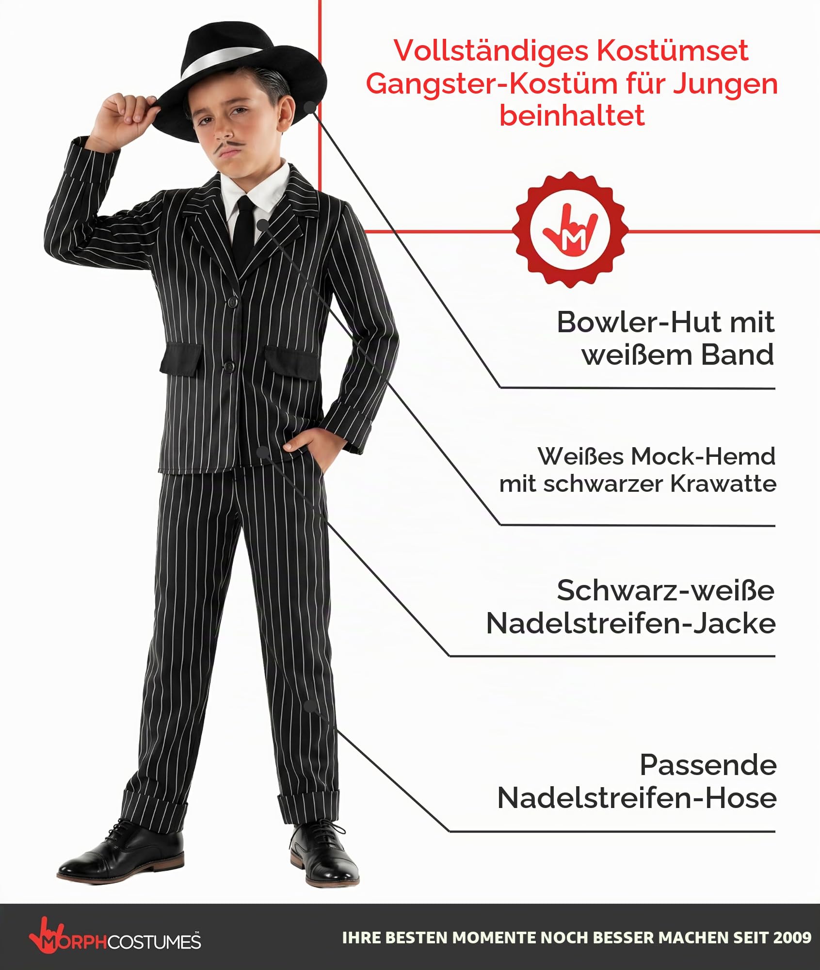 Fun Shack Gangster Kostüm Jungen, 20er Jahre Halloween Kostüm Jungen