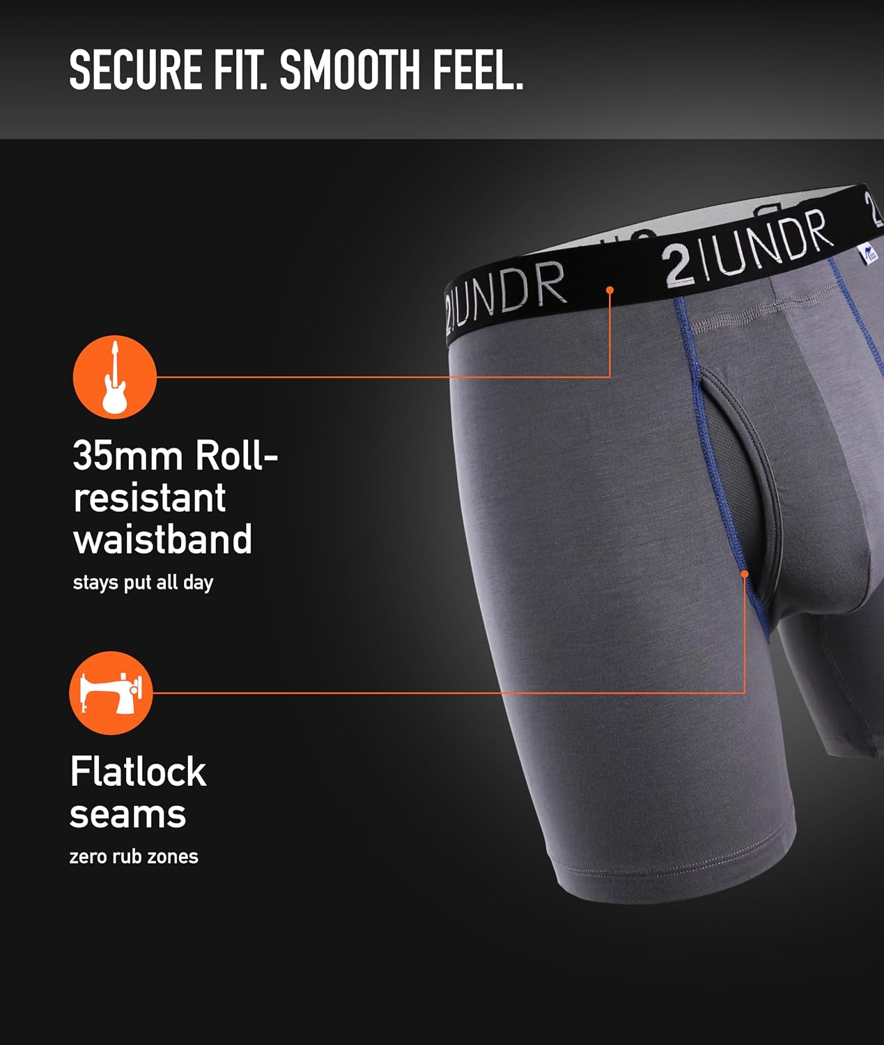 2UNDR Swing Shift 6" Mens Boxer Brief, Mens Pouch Underwear with Patented Joey Pouch, Modal Underwear Men, Moisture Wicking image 5