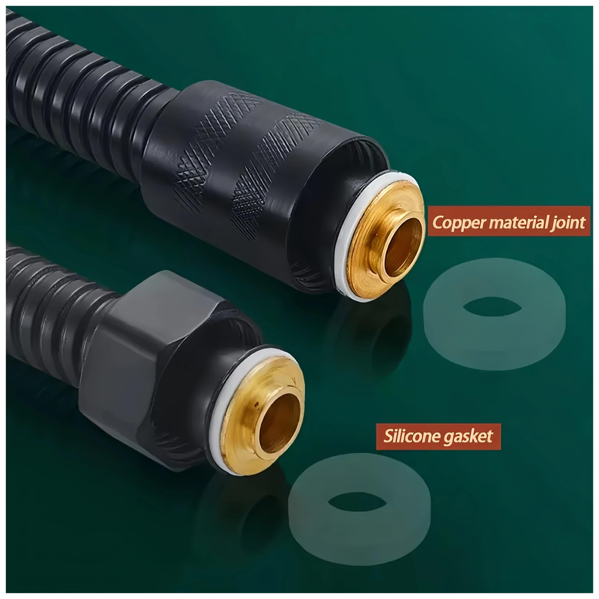 Tubo flessibile per doccia in acciaio inox nero, 150 cm, attacco da 1/2", resistente alle esplosioni e alla corrosione, accessori per il bagno flessibile