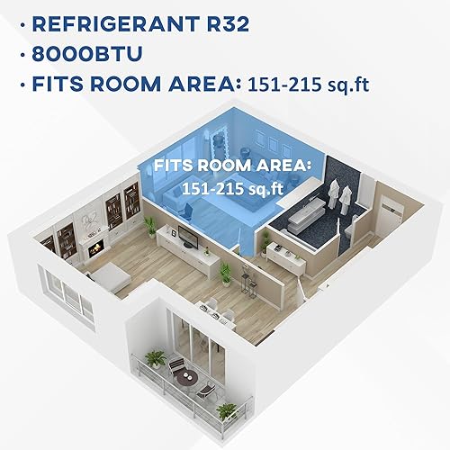Miniatura 3 de HOMCOM Aire acondicionado portátil inteligente WiFi de 8,000 BTU (6,500 BTU Doe) para habitaciones de hasta 215 pies cuadrados, unidad de CA
