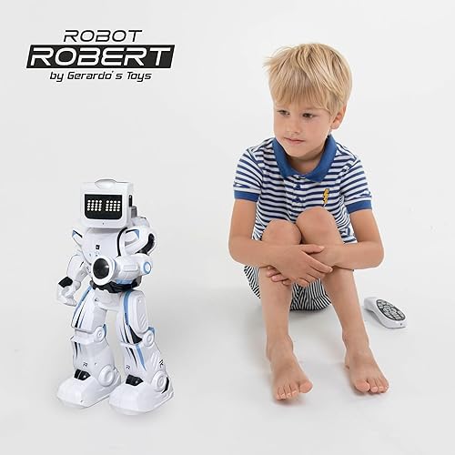 Miniatura 6 de GERARDO'S Robot parlante para niños, juguete robot para hablar, bailar, controlar a distancia para niños, incluye ojos iluminados y mochila,