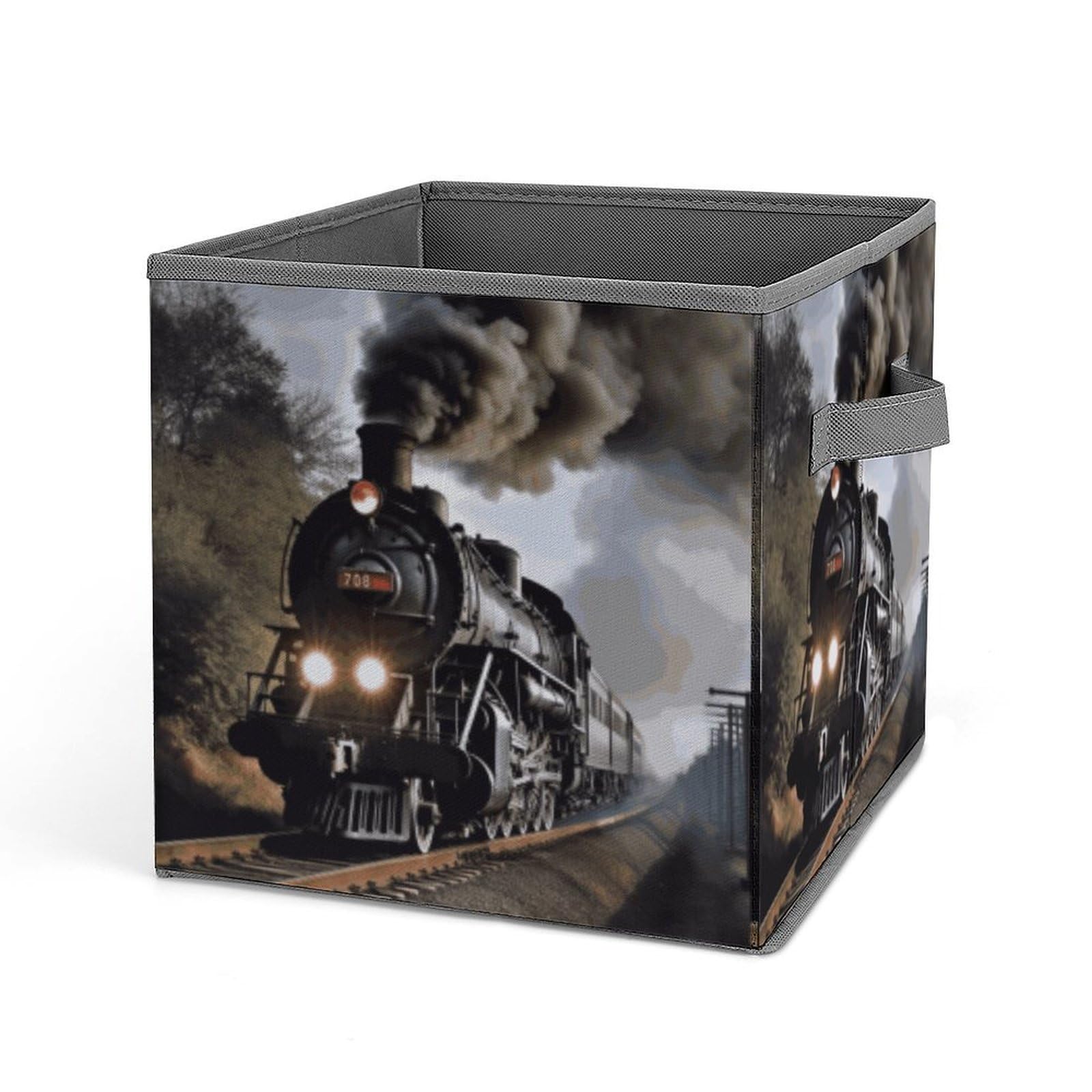 JTREHY Steam Train Storage Bins Sturdy Large Capacity Folding Sorting Boxes Convenient Stable Storage Box Collapsible Fabric Storages Cubes Organizer with Handles