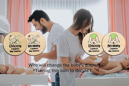 Miniatura 4 de Juego de 2 piezas de regalo para bebés, moneda de decisión de nuevos padres, regalos de bebé de madera para niños y niñas, regalos de embarazo para