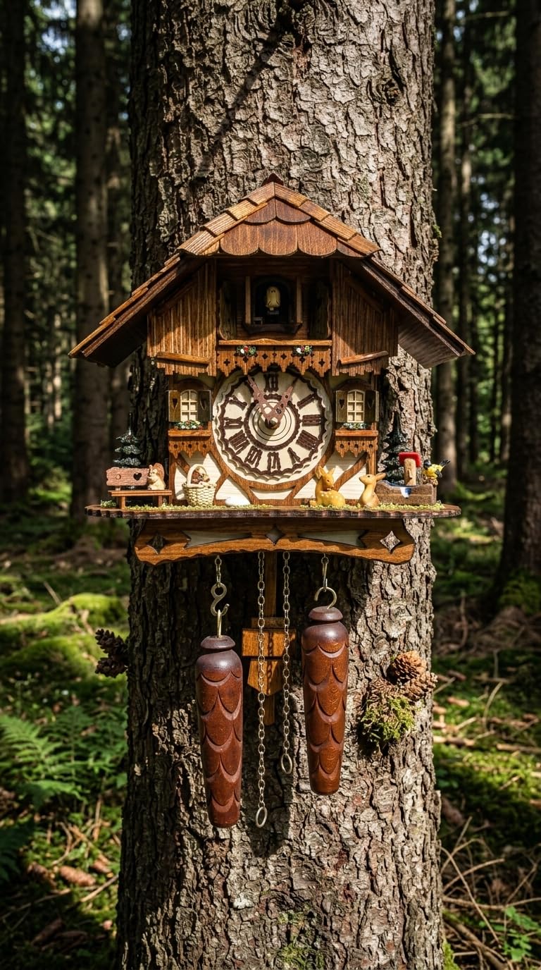 Cuckoo-Palace Orologio a cucù Tedesco - Chalet Romantico Valle dei mulini della Foresta Nera - con Animali meravigliosi - con Movimento al Quarzo Alto 26 cm
