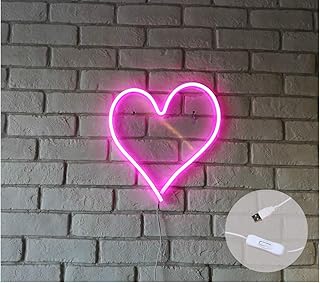 Britrio LED Neon Light Sign, 13.4â€x12.6†Heart Shape Neon Sign Wall Hanging Sign Wall Art for Bar Kid’s Bedroom Living Room Party,Home Decor Neon Night Light USB Powered with ON/OFF Switch(Pink Heart)