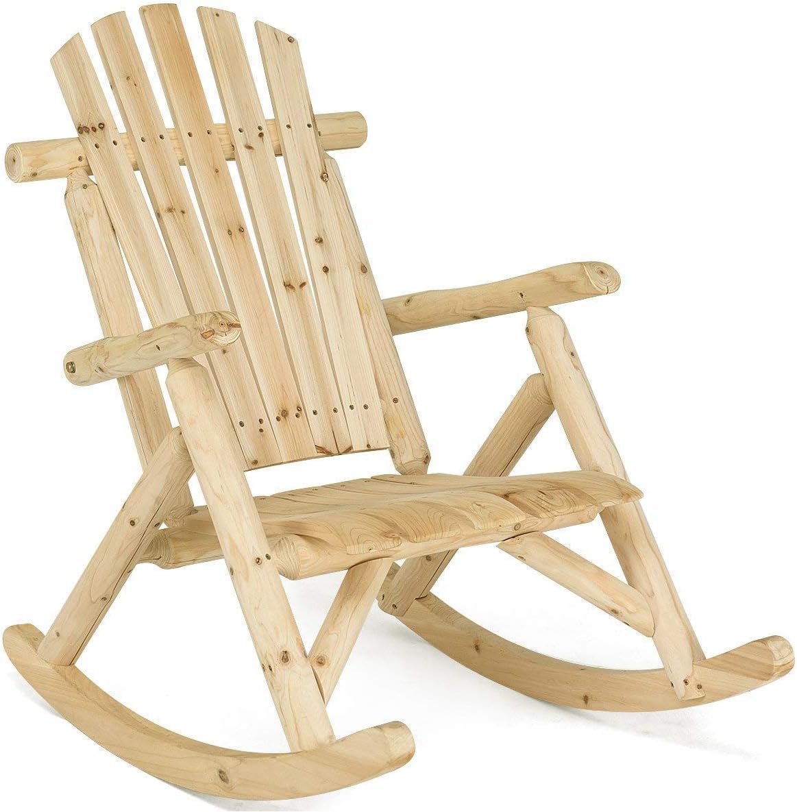 Amazon.com: Casart Log Rocking Chair Wood Porch Rocker Lounge Patio ...