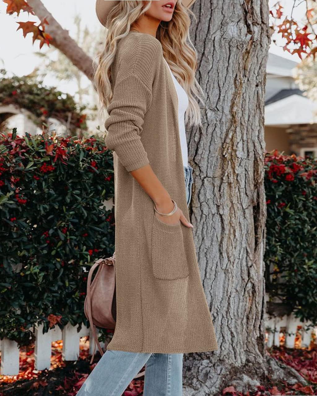 Amarmia Womens Long Sleeve Open Front Cardigan Sweater Lightweight Knit Casual Loose Fit Sweaters Outerwear with Pockets - Image 3