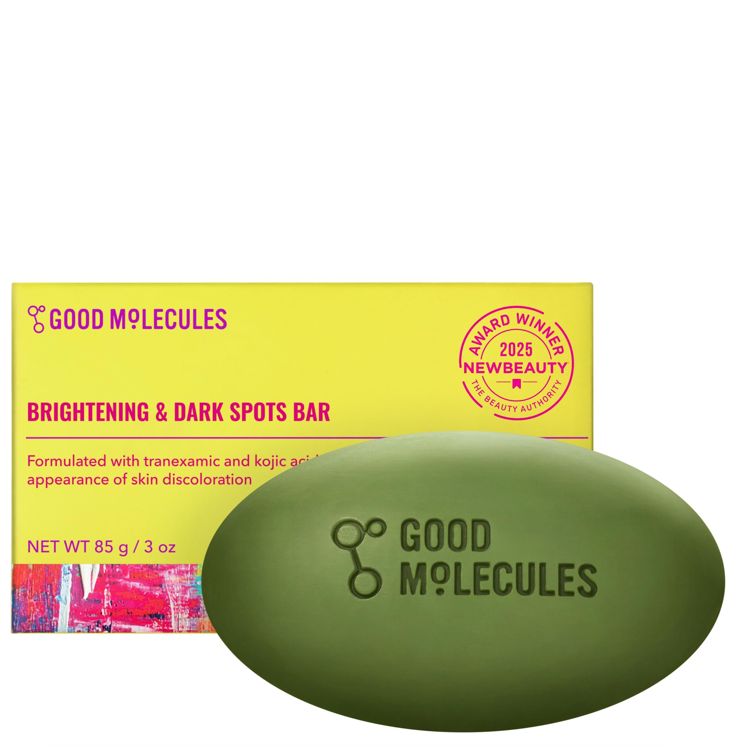 Good Molecules Brightening Dark Spots Bar - Soap Free Face and Body Bar - Tranexamic Kojic Acids and