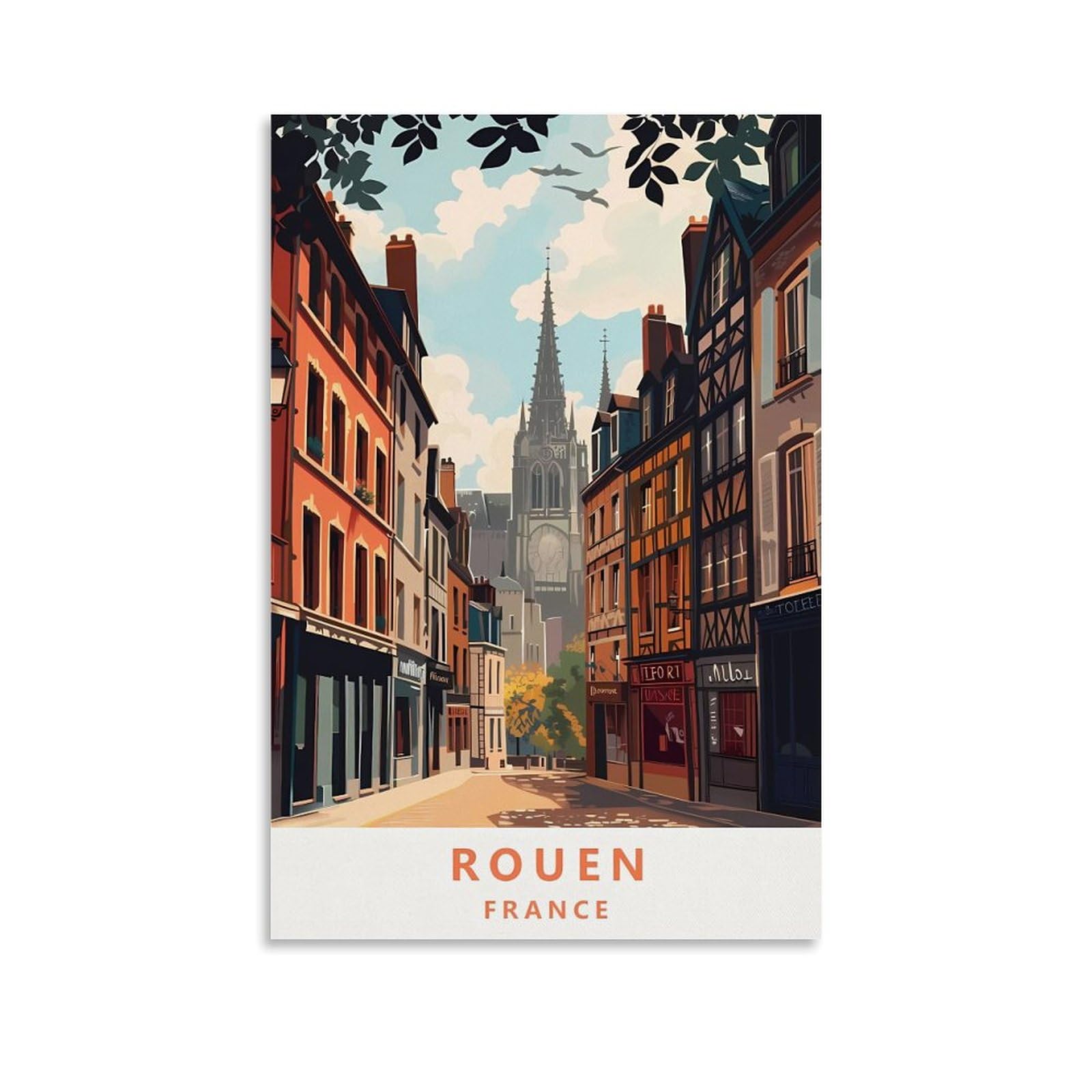 EZMLFA DIY 5D Diamond Painting Kits for Adults,Rouen France DIY Diamond Art Kits Gem Painting Crafts for Home Wall Decor 40x40cm