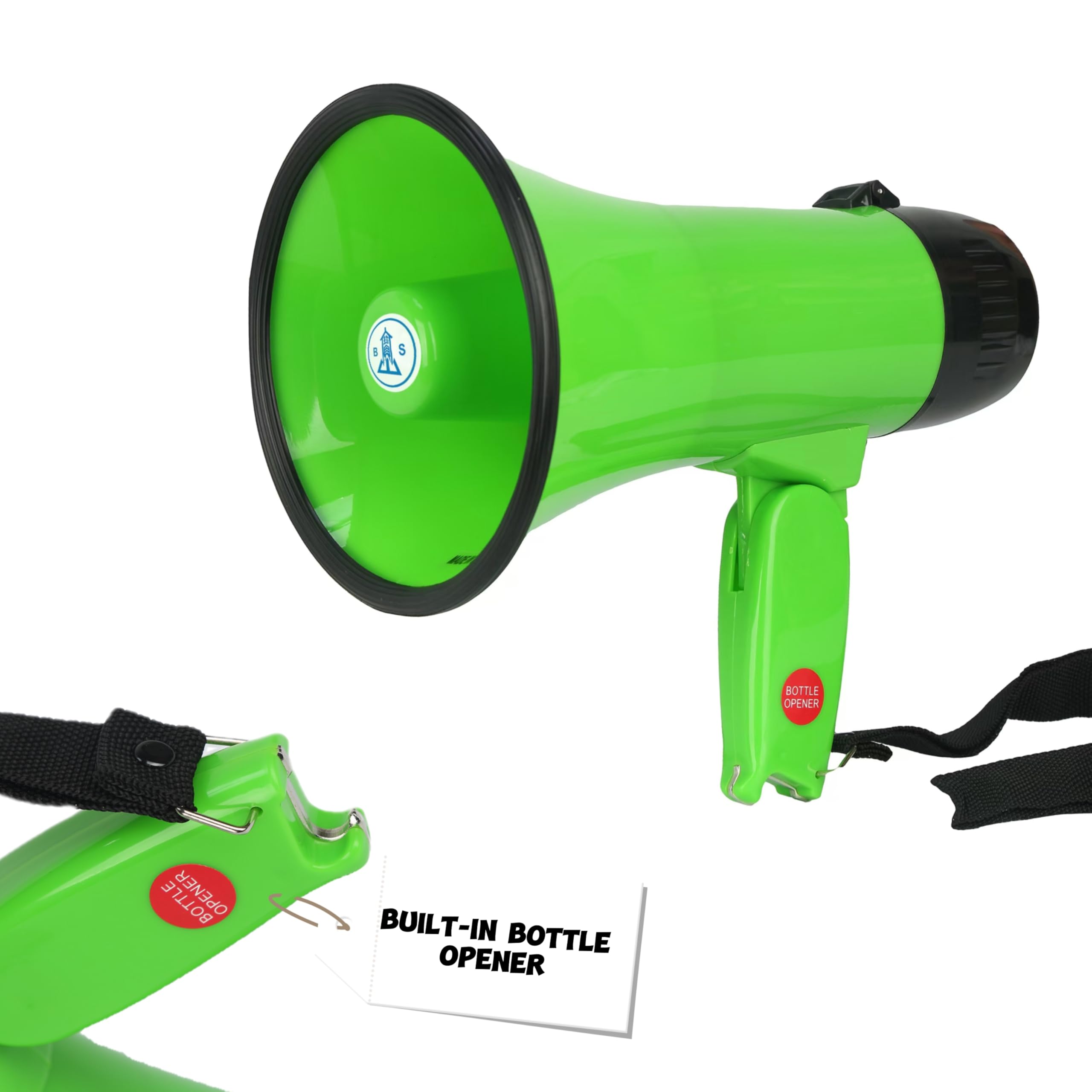 B S Lound Speaker 20 watt Megaphone with Siren Bullhorn,4 Mode,Foldable Handle for Dog Walking Emergency,Cheerleading,Home Party,Lifeguards,Coaches with Bottle Opener