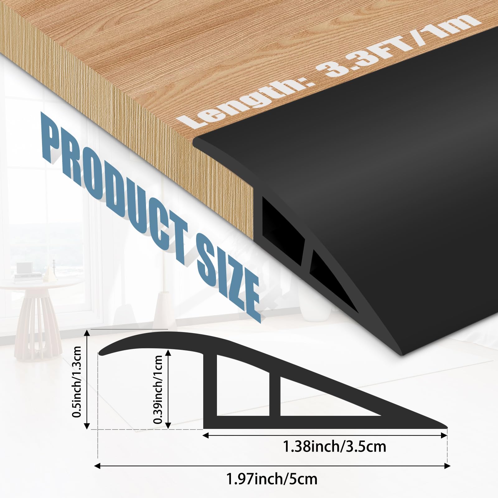 Floor Transition Strips Double Sided Self Adhesive Door Threshold Strips for Doorways, Laminate Threshold for Gaps Carpet Floor Tiles - Image 2