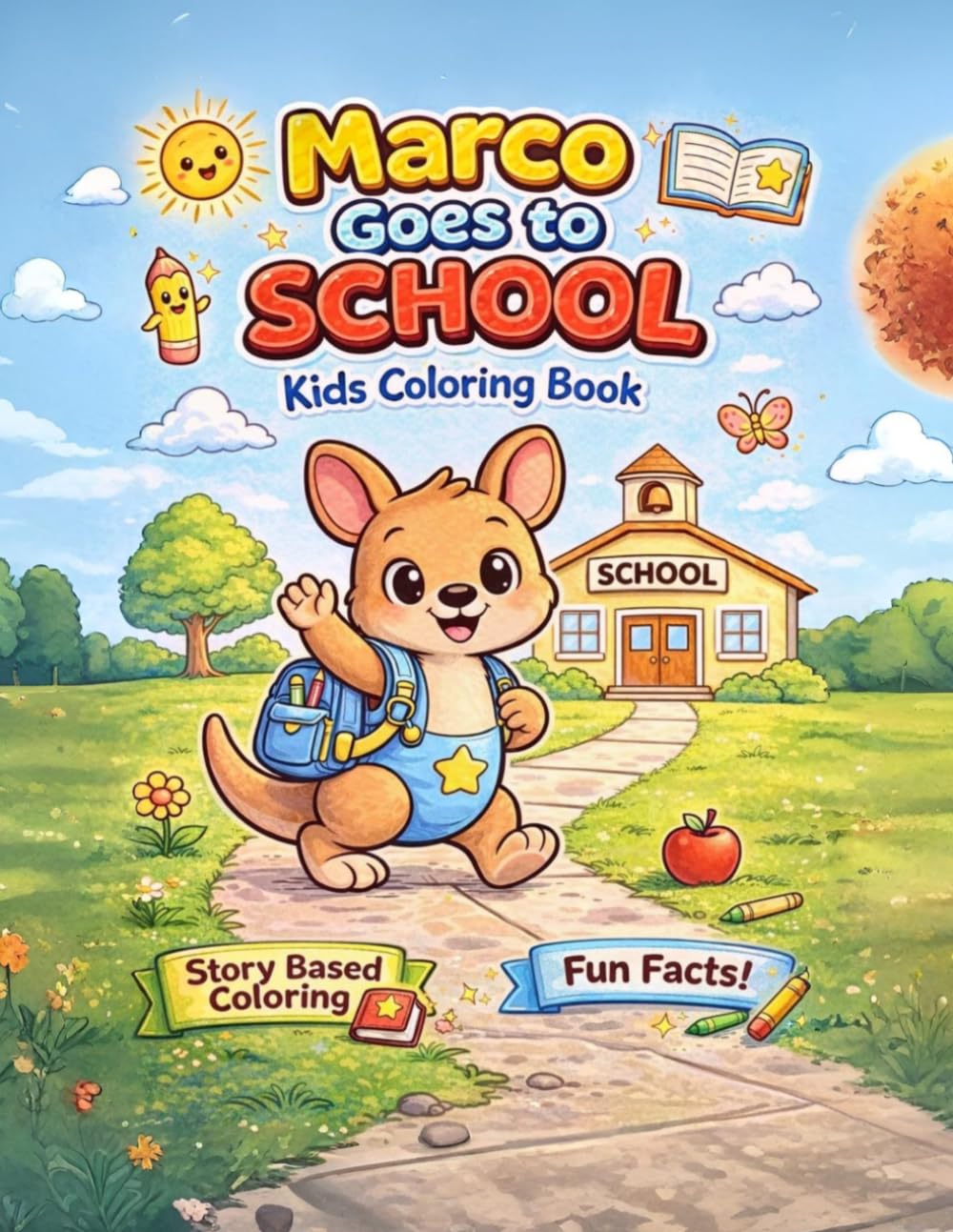 Marco the Kangaroo Goes to School: A Story-Based Coloring Book for Kids with Fun Animal Facts and Cute Animal Friends (Marco the Kangaroo Adventures)
