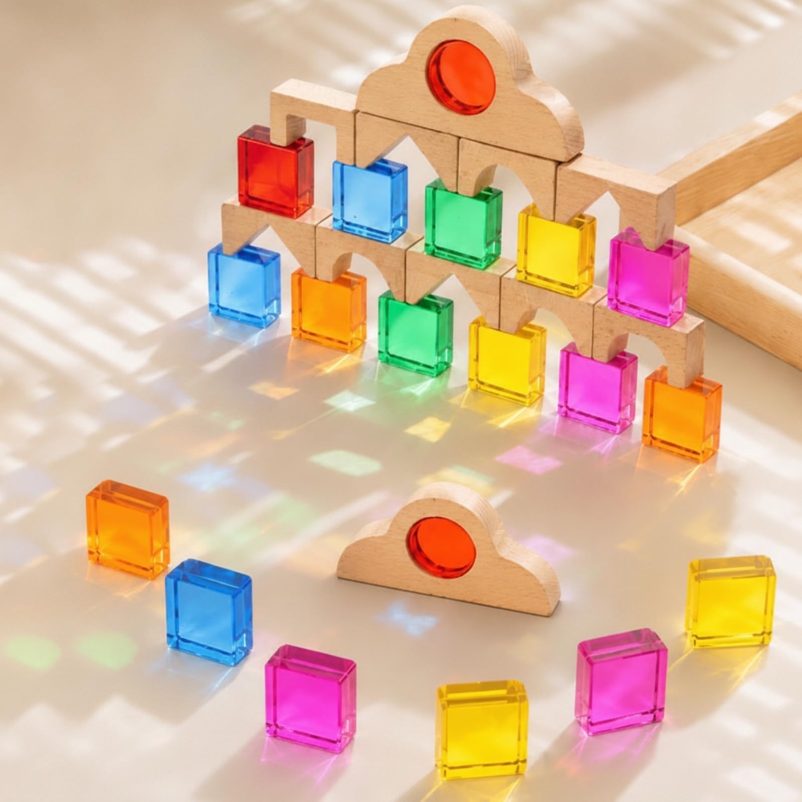 Gioco di Chiaroscuro Educativo Forme Geometriche Assortite, Curvo, Impilabili, Giocattoli, per Asilo