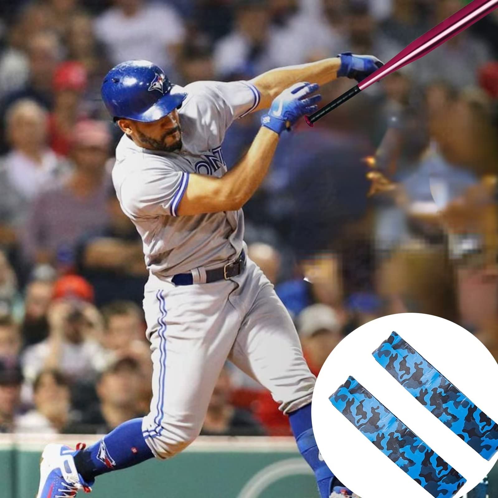 Empuñaduras de Bate de Béisbol 0,8 mm Cinta de Agarre de Camuflaje Azul para Béisbol Raqueta Tenis Bádminton