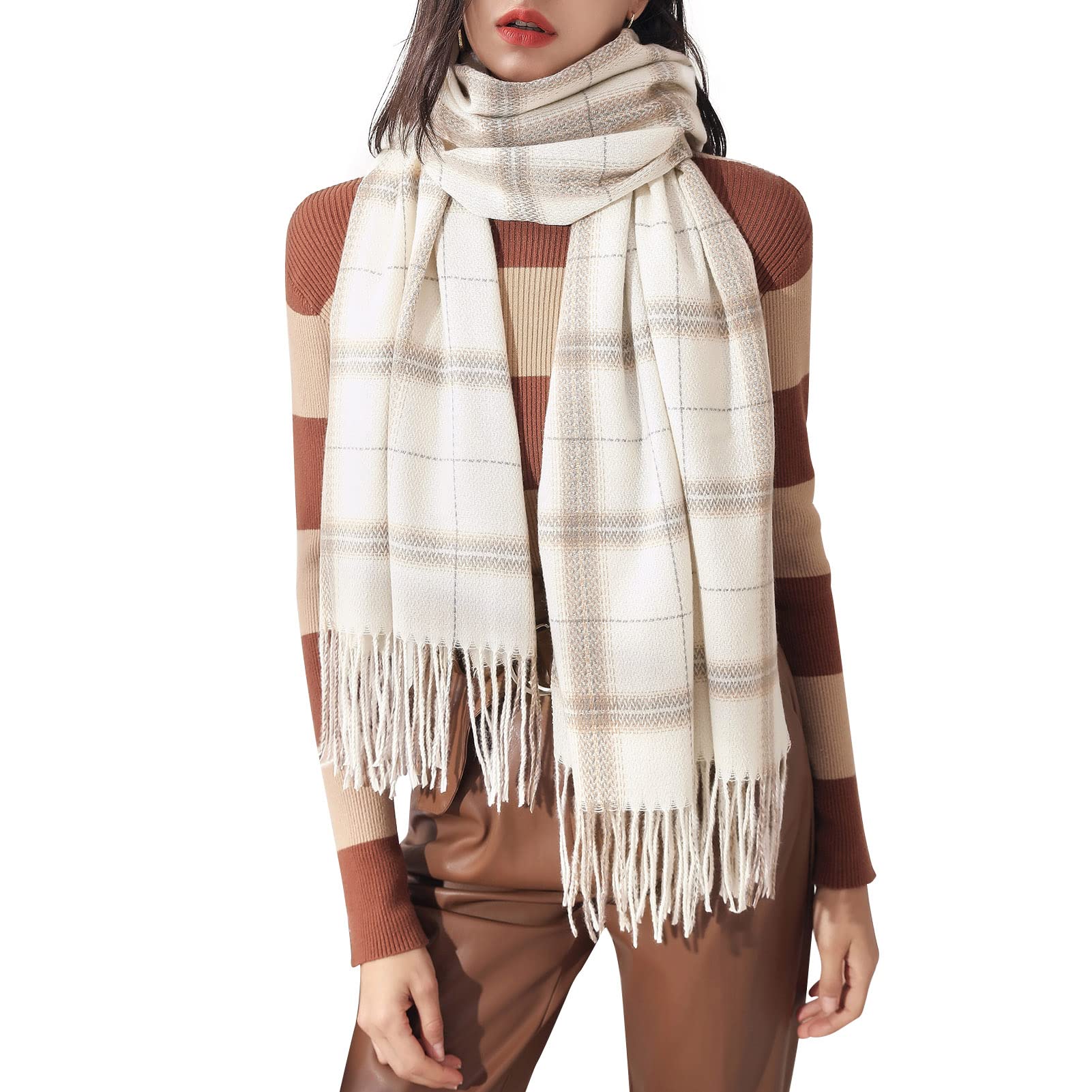Sciarpa in cashmere GG jacquard in beige e marrone scuro | ® Italia
