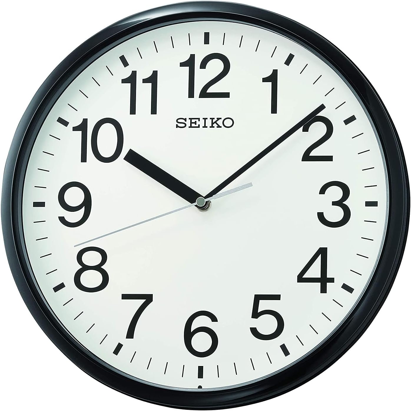 SEIKO Elegant Round Black Plastic Analog Home Decor Wall Clock with Sweep Movement (Size: 29 x 4 x 29 CM | Weight: 660 grm | Color: Black)