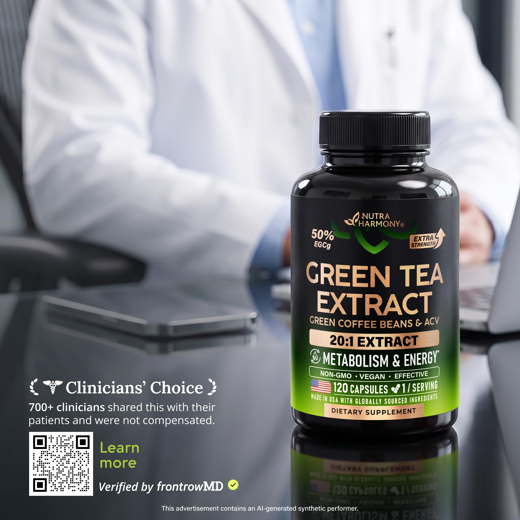 Green Tea Extract 20:1 + Green Coffee Bean & Apple Cider Vinegar - 120 Caps — Amazon image 5