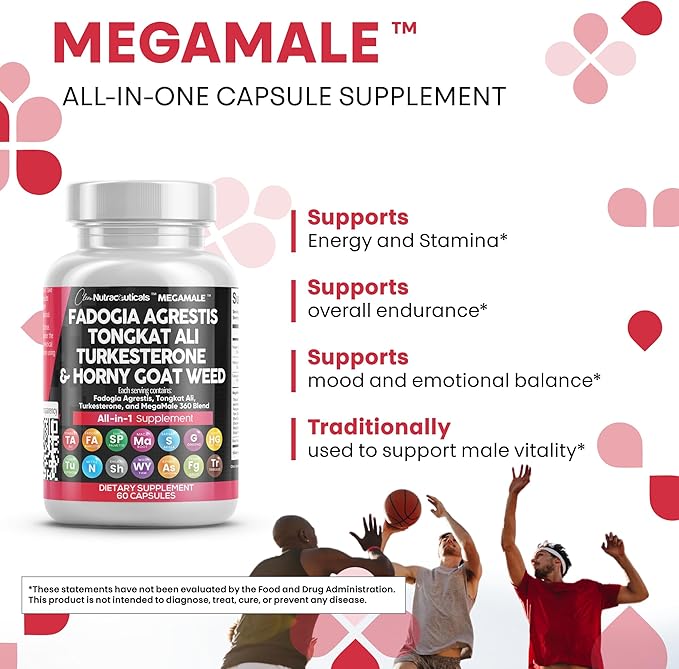 Clean Nutraceuticals Fadogia Agrestis Tongkat Ali Turkesterone Supplement with Horny Goat Weed, Saw Palmetto, Maca Root, Siberian Ginseng, Tribulus Terrestris, Fenugreek, Wild Yam - 60 Count