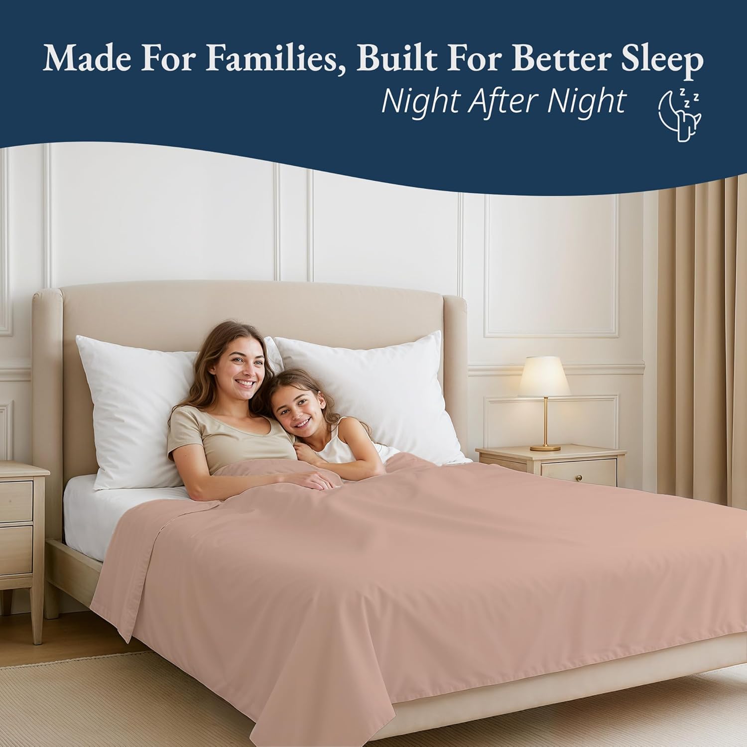 Lane Linen 100% Egyptian Cotton King Size Flat Sheet Only (112"x104") - Elegant Sateen Weave, Ultra Soft, Breathable, Highly Durable - Sepia Rose